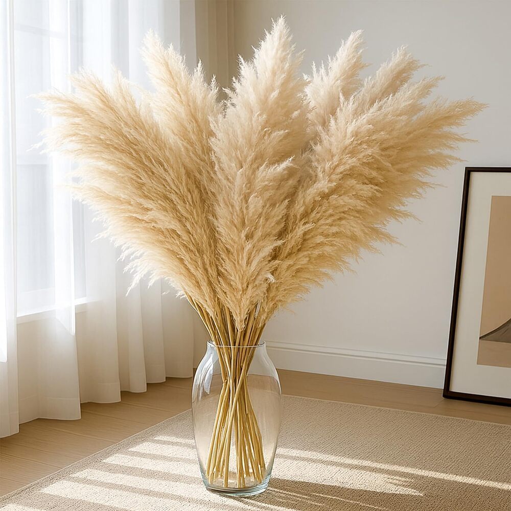 5693 16PCS 40'' Dried Pampas Grass Home Decor - Fluffy Real Tall Pampas